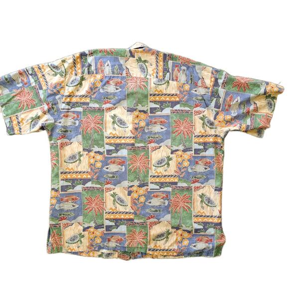 TORI RICHARD Men's XL Hawaiian Print Casual Button Down Shirt Aloha Sea Turtle - Picture 2 of 7